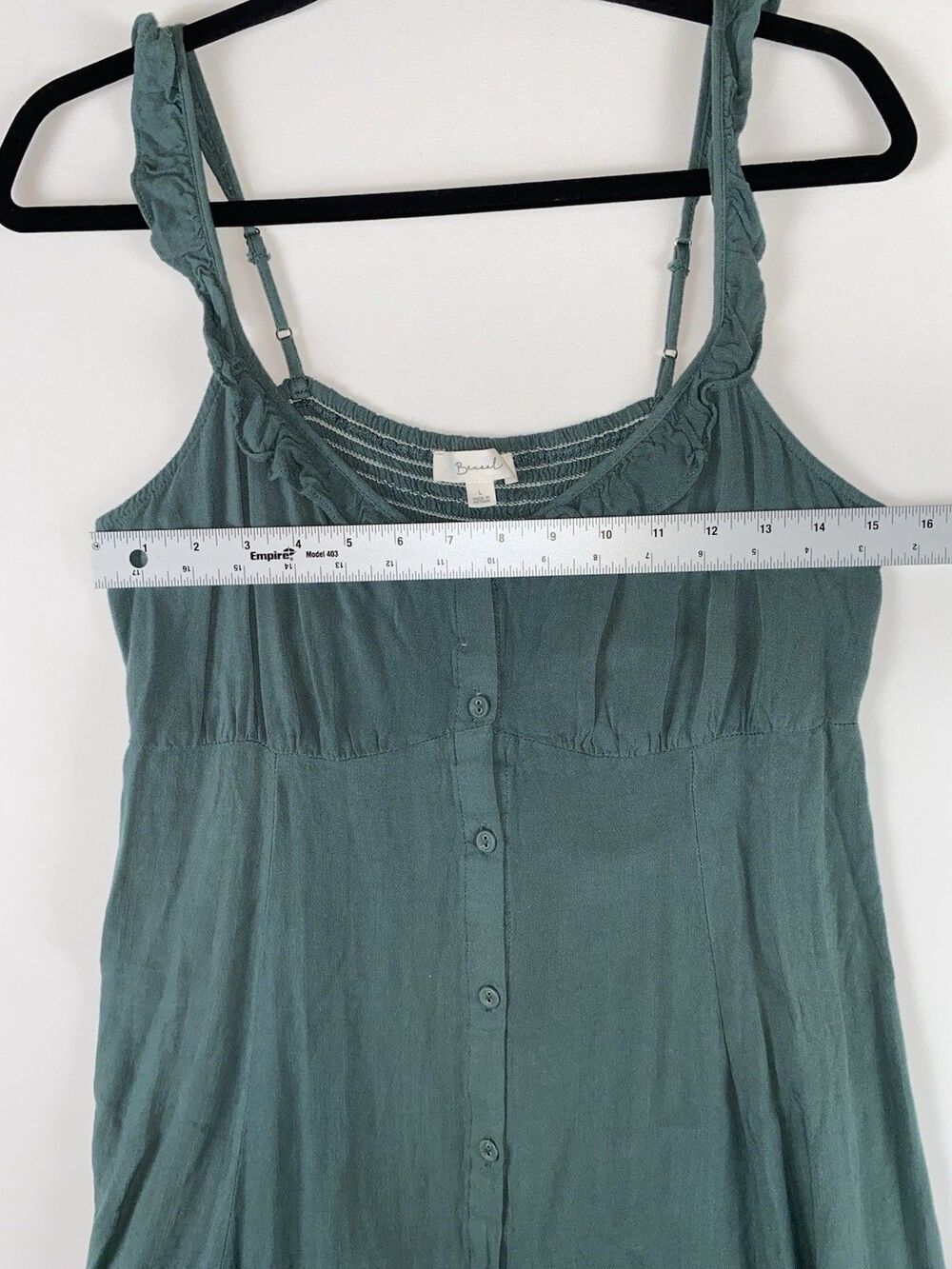 Becool Sage Blue Ruffle Button Front Sundress Size Large - Picture 7 of 8